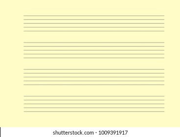 Music empty blank note stave. Notebook for musical notes. Vector illustration isolated on white background