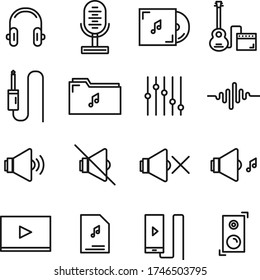Music and entertrainment line icons. With edit stroke. Pixel perfect.