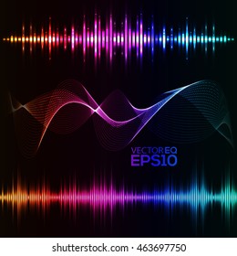 Music Equalizer. Abstract Sound Waves Background. Vector Illustration