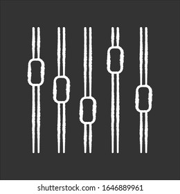 Music equalizer chalk white icon on black background. Sound adjustment, volume and frequency control equipment. Night club music, DJ occupation. Isolated vector chalkboard illustration