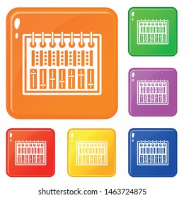 Music equalizer console icons set collection vector 6 color isolated on white background