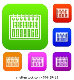 Music equalizer console set icon color in flat style isolated on white. Collection sings vector illustration