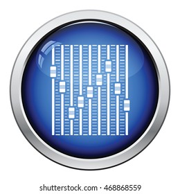 Music equalizer icon. Glossy button design. Vector illustration.