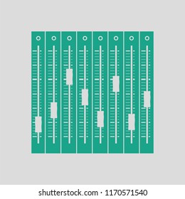 Music equalizer icon. Gray background with green. Vector illustration.