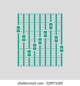 Music equalizer icon. Gray background with green. Vector illustration.