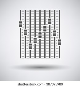Music equalizer icon on gray background with round shadow. Vector illustration.