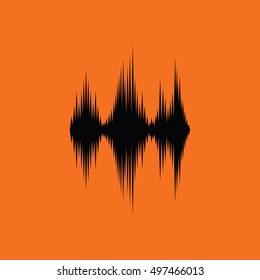 Music equalizer icon. Orange background with black. Vector illustration.