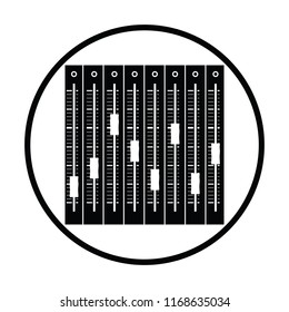 Music equalizer icon. Thin circle design. Vector illustration.