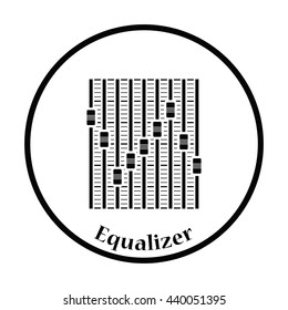 Music equalizer icon. Thin circle design. Vector illustration.