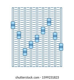Music Equalizer Icon. Thin Line With Blue Fill Design. Vector Illustration.