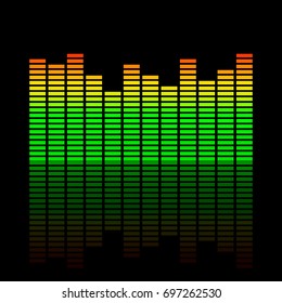 Music equalizer. Isolated on black background.Vector colorful illustration.   