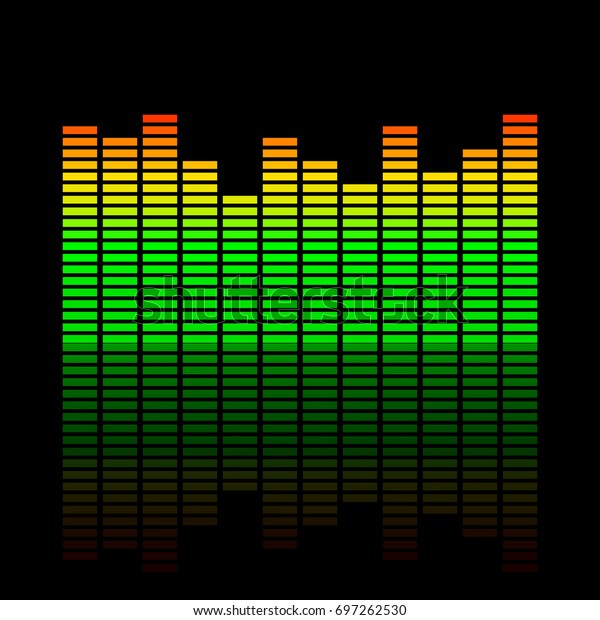 Music equalizer. Isolated on black\
background.Vector colorful illustration.  \
