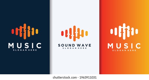 Logo del ecualizador musical. Icono de audio electrónico. Señal de ola musical. Logo de la ilustración del vector. Icono de aplicación de música.