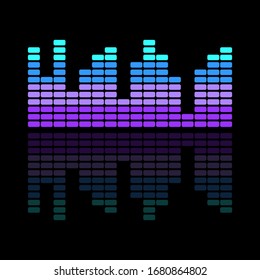 
Сolorful music equalizer on a dark background. Isolated vector illustration.