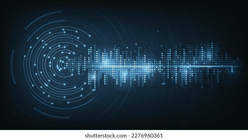 Music equalizer on dark blue background. Waveform pattern for music player, podcast, voice message, music app. Vector illustration.