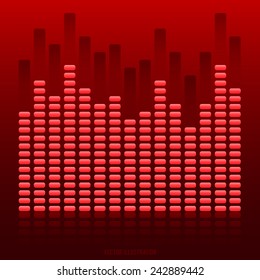 music equalizer sound abstract -  red background for different joyful events. Vector illustration eps 10 can be used presentation template, cover booklet or magazine