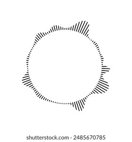 Music equalizer and sound wave. Circular sound waves, depicting audio music,icons and logos for equalizers, radial spectrum designs, ring patterns. Vector illustrations isolated on white background.