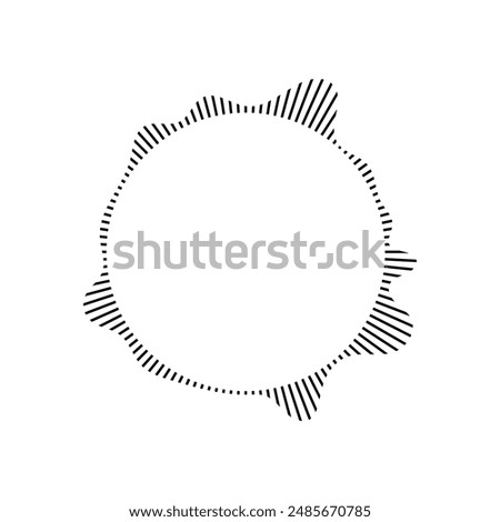 Music equalizer and sound wave. Circular sound waves, depicting audio music,icons and logos for equalizers, radial spectrum designs, ring patterns. Vector illustrations isolated on white background.
