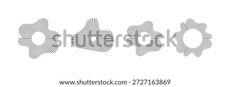 Music equalizer and sound wave. Circular sound waves, depicting audio music, icons. voice, icons and logos for equalizers, ring patterns isolated on white background. Vector illustrations.