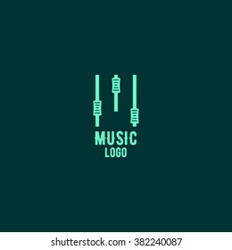 Music Equalizer Studio Logo. Vector Illustration. Best For Music Business, Concert, Party Design Template. Dark Green Background.