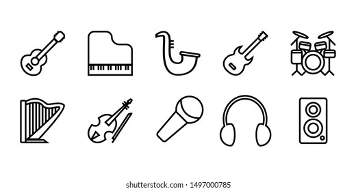 Music equipment icon set isolated vector illustration