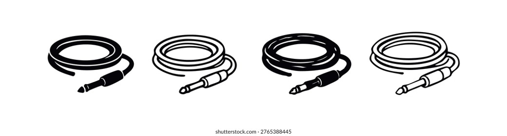 Music Equipment Jack Plug Audio Cable Connectors Vector Set