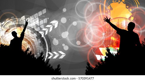 Music event background for banner or poster, vector