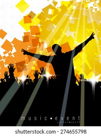 Music event background. Dancing people, vector