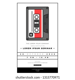 Music Event Cassette Invitation Design with Where and When Details