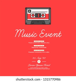 Music Event Cassette Invitation Design with Where and When Details