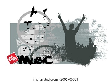 Music event concept for internet banners, social media banners, headers of websites, vector illustration 