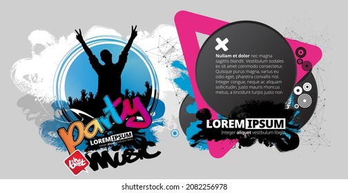 Music event concept for internet banners, social media banners, headers of websites, vector illustration 