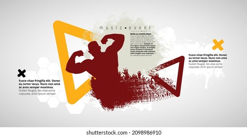 Music event concept for internet banners, social media banners, headers of websites, vector illustration 