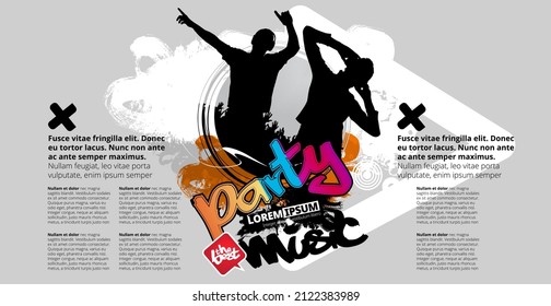 Music event concept for internet banners, social media banners, headers of websites, vector illustration 