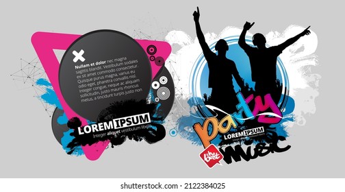 Music event concept for internet banners, social media banners, headers of websites, vector illustration 