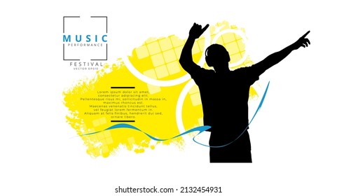 Music event concept for internet banners, social media banners, headers of websites, vector illustration 