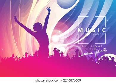 Music event concept for internet banners, social media banners, headers of websites, vector illustratio