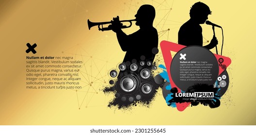 Music event concept for internet banners, social media banners, headers of websites, vector illustration 