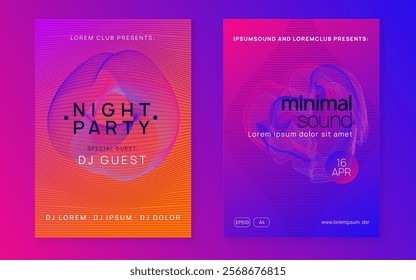 Music Event. Concert Cover. Dj Festival Template. Sound Flyer. Pink Dance Poster. Nightclub Radio Illustration. Violet Fest Magazine. Green Music Event