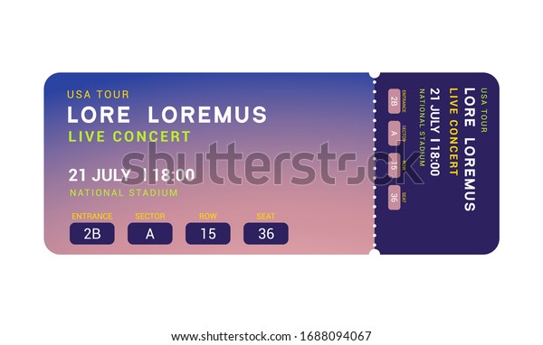 Music event concert ticket template. Ticket party
design flyer pass ticket