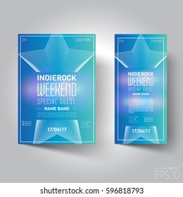 Music event design. Suitable for poster, promotional leaflet, invitation, banner or magazine cover. Set of templates with vintage colors. Background texture folded paper. Vector. Editable by layers.