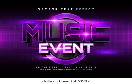 Music event editable vector text effect with red light concept. Suitable for music night theme.