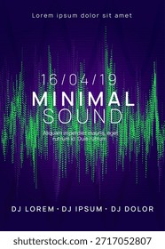 Evento musical. Diseño Edm. Discoteca Festival Gráfico. Vector Trance. Revista Techno Violeta. Póster de Blue Night Club. Invitación a la radio del club nocturno. Evento de Música Verde