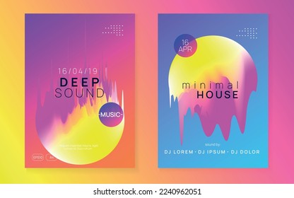 Music Event. Geometric Pattern For Set Design. Fun Art For Magazine. Neon And Discotheque Vector. Bright House Poster. Pink And Yellow Music Event