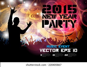 Music event illustration. Background for new year poster party, vector