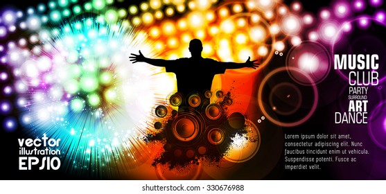 Music event illustration. Background for new year poster party, vector