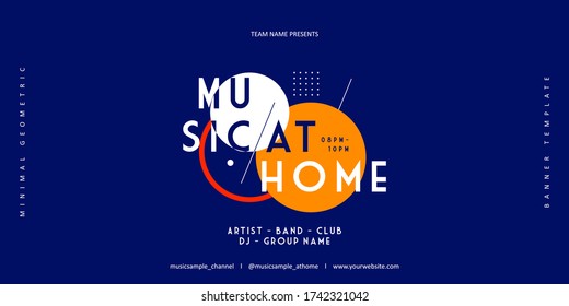 Music Event Live Streaming Banner Templates. Trendy Stylish Abstract Geometric Glitch Background Layout For Publication And Print. Stay At Home During A Pandemic With A Music