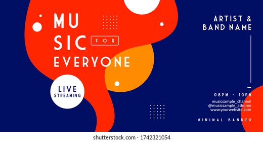 Music event live streaming banner templates. Trendy stylish abstract liquid shapes background layout for publication and print. stay at home during a pandemic with a music