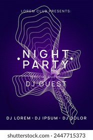 Music Event. Pink Night Club Background. Techno Trance Graphic. Concert Cover. Dj Poster. Blue Sound Flyer. Psychedelic Disco Illustration. Violet Music Event