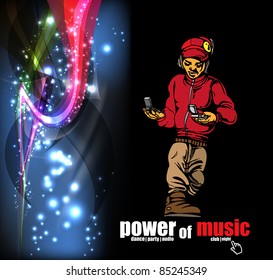 Music event poster with dj